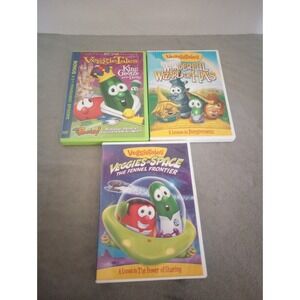 Lot Of 3 Veggie Tales DVDs Wizard of Ha's, King George & the Ducky, In Space